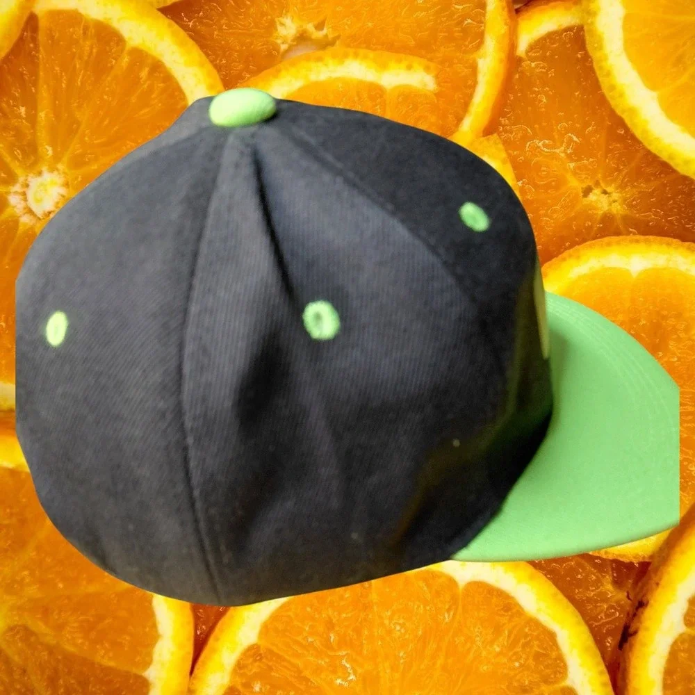 Jelly Time Kids Black Neon Green Snapback Baseball‎ Cap Hat